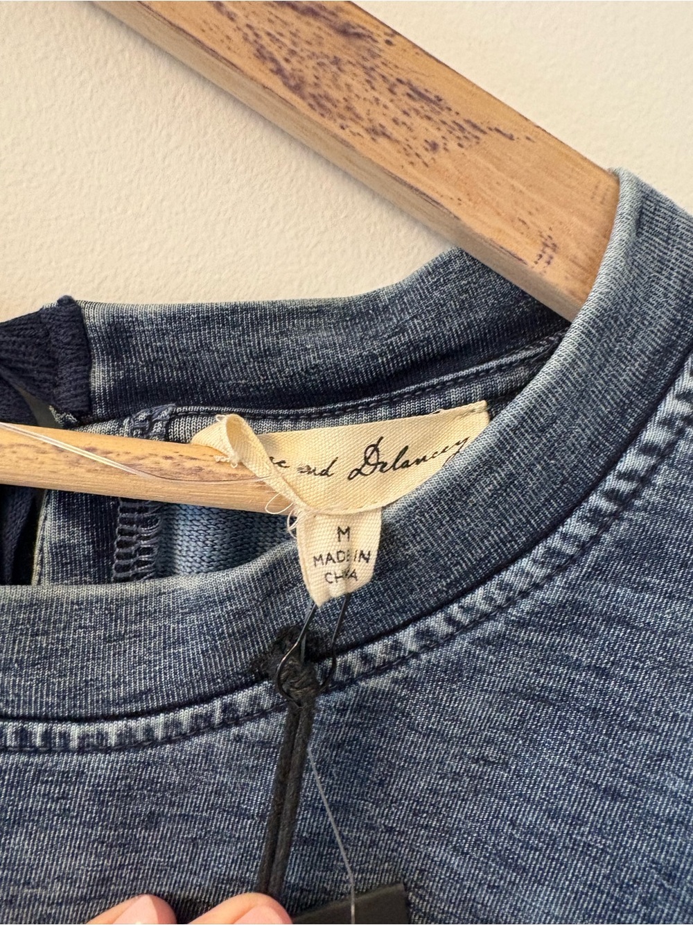 Jane and Delancey Washed Denim Blue Sweatshirt Top - Picture 3 of 5